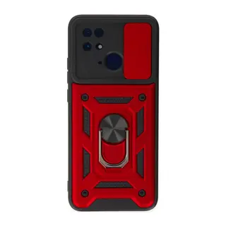 Xiaomi Redmi 10C Kılıf Pars Lens Yüzüklü Silikon - Kırmızı