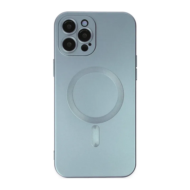 Apple iPhone 12 Pro Max Kılıf Moshi Lens Magneticsafe Silikon - Sierra Blue