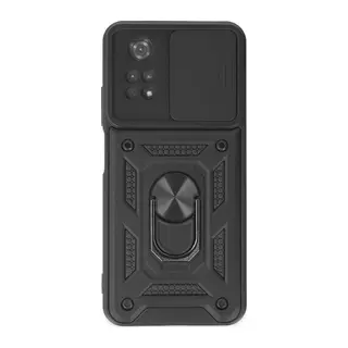 Xiaomi Poco M4 Pro 4G Kılıf Pars Lens Yüzüklü Silikon - Siyah