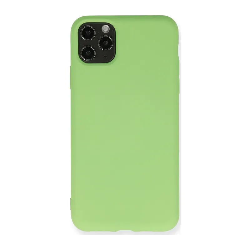 Apple iPhone 11 Pro Max Kılıf Nano içi Kadife Silikon - Yeşil