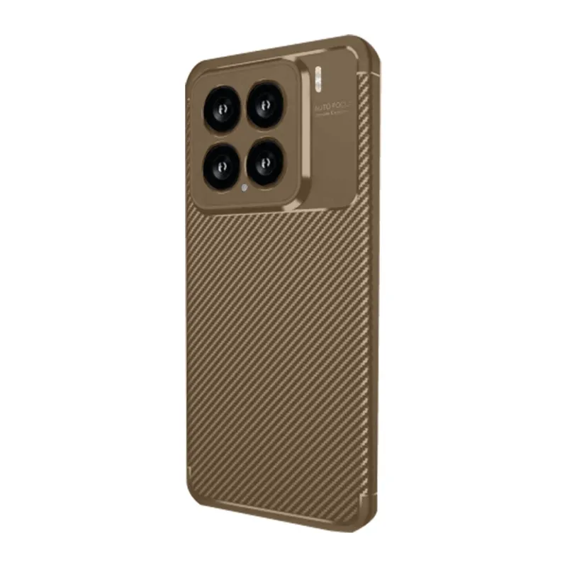 Xiaomi Mi 15 Kılıf Auto Focus Karbon Kapak - Kahverengi