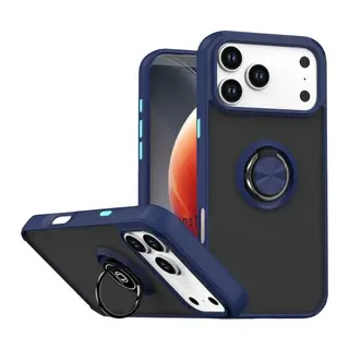 Apple iPhone 17 Pro Montreal Yüzüklü Silikon Kapak - Lacivert