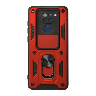 Xiaomi Redmi Note 9 Kılıf Pars Lens Yüzüklü Silikon - Kırmızı