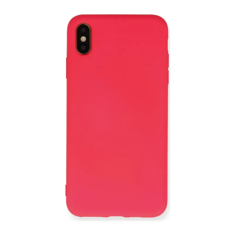 Apple iPhone XS Max Kılıf Nano içi Kadife Silikon - Koyu Pembe