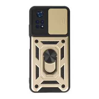 Xiaomi Poco M4 Pro 4G Kılıf Pars Lens Yüzüklü Silikon - Gold