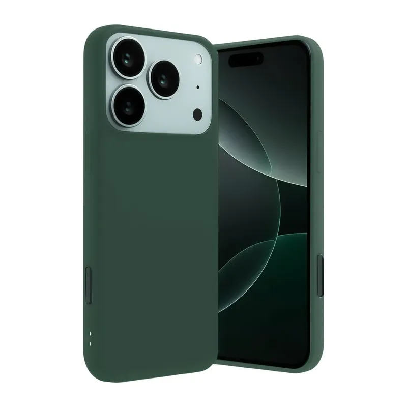 Apple iPhone 17 Pro Nano içi Kadife Silikon - Koyu Yeşil