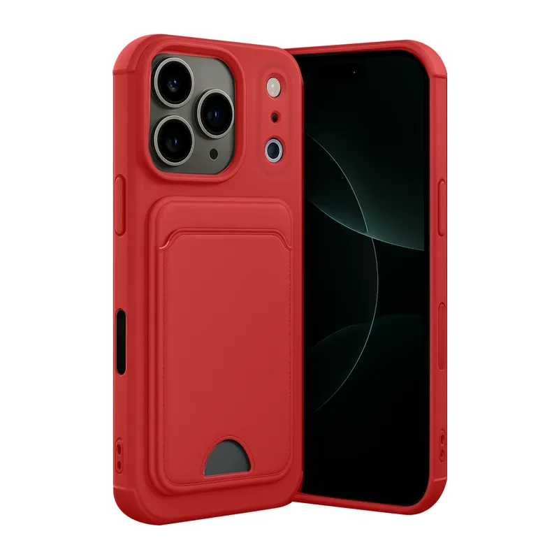 Apple iPhone 17 Pro Max Kelvin Kartvizitli Silikon - Kırmızı