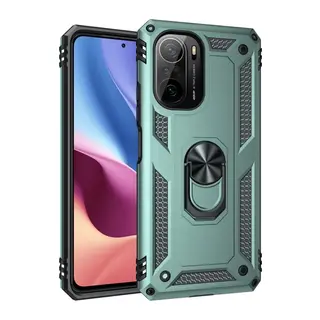 Xiaomi Poco F3 Kılıf Sofya Yüzüklü Silikon Kapak - Yeşil