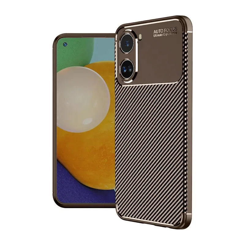 Xiaomi Poco X7 Pro Kılıf Auto Focus Karbon Kapak - Kahverengi