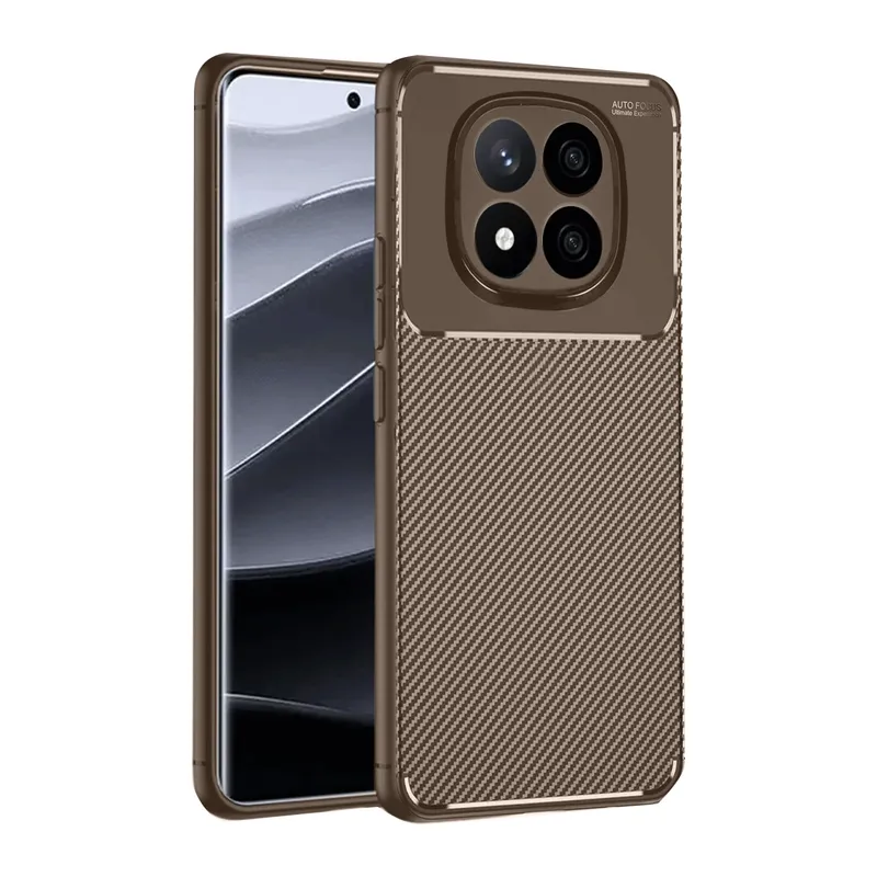 Xiaomi Redmi Note 14 Pro 4G Kılıf Auto Focus Karbon Kapak - Kahverengi