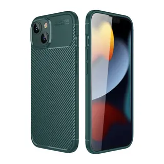Apple iPhone 14 Kılıf Auto Focus Karbon Kapak - Koyu Yeşil