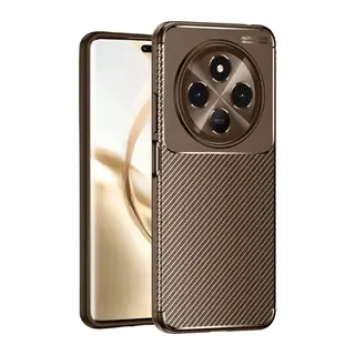 Tecno Spark 30 Kılıf Auto Focus Karbon Kapak - Kahverengi