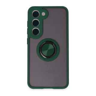 Samsung Galaxy S23 Kılıf Montreal Yüzüklü Silikon Kapak - Yeşil