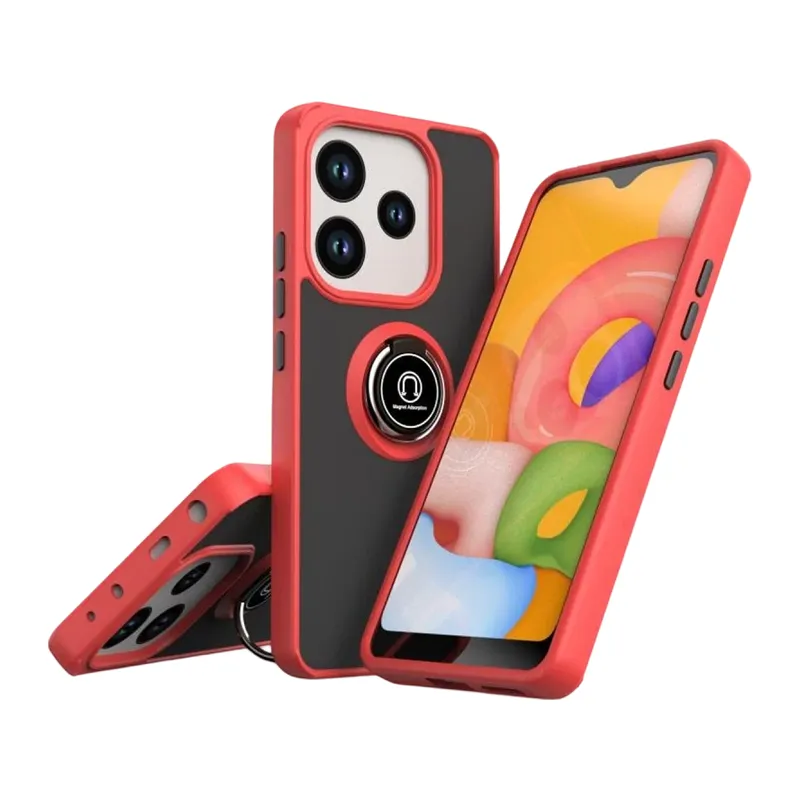 Xiaomi Redmi Note 14 4G Montreal Yüzüklü Silikon Kapak - Kırmızı