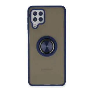 Samsung Galaxy A22 Kılıf Montreal Yüzüklü Silikon Kapak - Lacivert