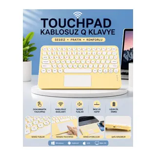 Touchpad Tüm Cihazlara Uyumlu Bluetooth Klavye Touchpad Slim Kablosuz Wifi Q Klavye