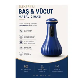 Elektrikli Baş, Vücut Masaj Cihazı Şarjlı, Dijital Göstergeli