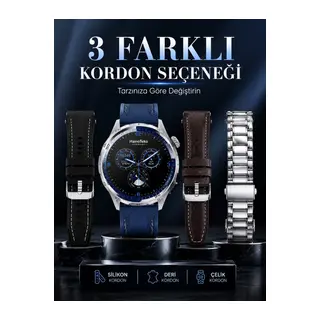 AMOLED Ekranlı Bluetooth Akıllı Saat 3 Kordonlu Uzun Pil Ömürlü