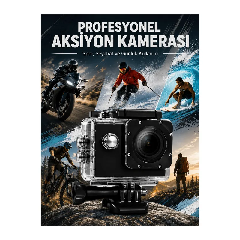 Yüksek Görüntü Kalitesi Sunan 1080P Full HD Aksiyon Kamerası