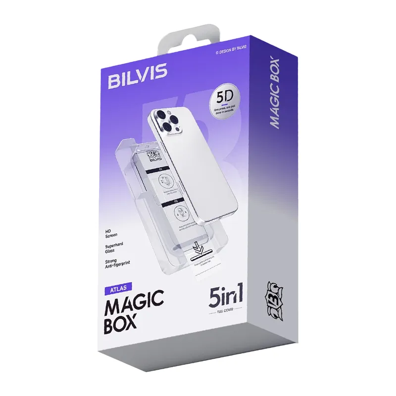 Apple iPhone 15 Pro Bilvis 5in1 3D Magic Cam Ekran Koruyucu - Siyah