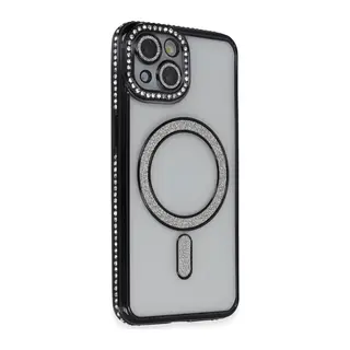 Apple iPhone 13 Kılıf Joke Simli Magneticsafe Kılıf - Siyah