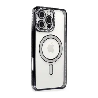 Apple iPhone 16 Pro Kılıf Joke Simli Magneticsafe Kılıf - Siyah