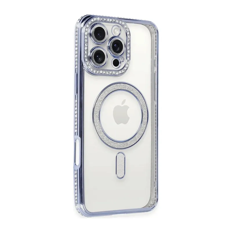 Apple iPhone 16 Pro Kılıf Joke Simli Magneticsafe Kılıf - Mavi
