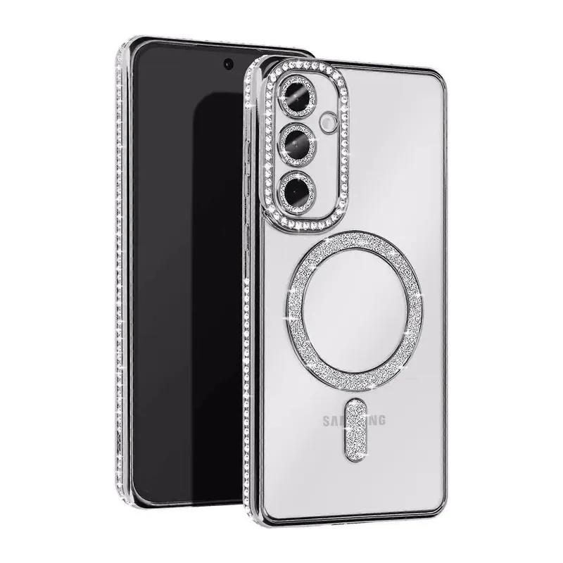Samsung Galaxy A35 5G Joke Simli Magneticsafe Kılıf - Gümüş