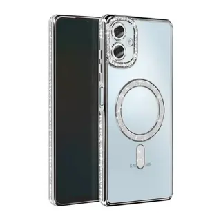 Samsung Galaxy A06 Joke Simli Magneticsafe Kılıf - Gümüş