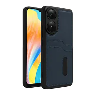 Oppo A38 Sara Kartvizitli Deri Kılıf - Lacivert
