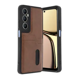 Realme C65 Sara Kartvizitli Deri Kılıf - Taba