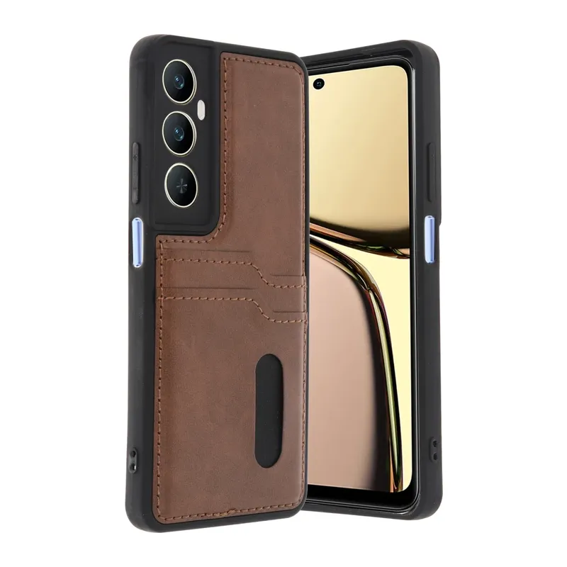 Realme C65 Sara Kartvizitli Deri Kılıf - Taba