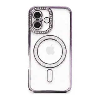 Apple iPhone 16 Plus Kılıf Joke Simli Magneticsafe Kılıf - Derin Mor