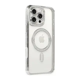 Apple iPhone 16 Pro Kılıf Joke Simli Magneticsafe Kılıf - Gümüş