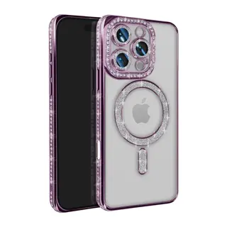 Apple iPhone 16 Pro Max Kılıf Joke Simli Magneticsafe Kılıf - Derin Mor