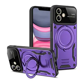 Apple iPhone 11 Kılıf Joy Lens Standlı Kapak - Mor
