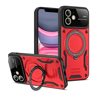 Apple iPhone 11 Kılıf Joy Lens Standlı Kapak - Kırmızı