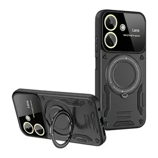 Xiaomi Redmi 13C Kılıf Joy Lens Standlı Kapak - Siyah