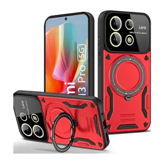 Xiaomi Redmi Note 13 Pro 4G Kılıf Joy Lens Standlı Kapak - Kırmızı