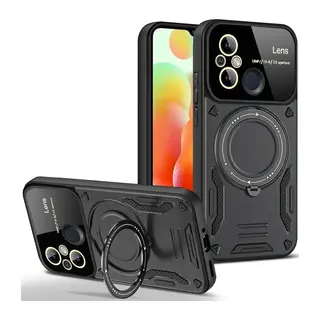 Xiaomi Redmi 12C Kılıf Joy Lens Standlı Kapak - Siyah