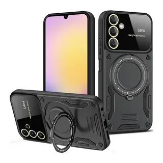 Samsung Galaxy S25 Plus Kılıf Joy Lens Standlı Kapak - Siyah
