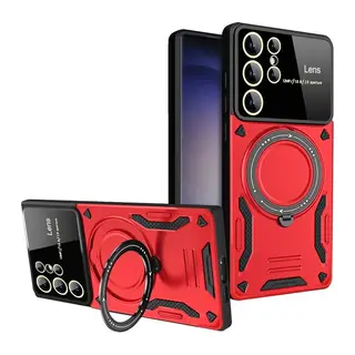 Samsung Galaxy S25 Ultra Kılıf Joy Lens Standlı Kapak - Kırmızı