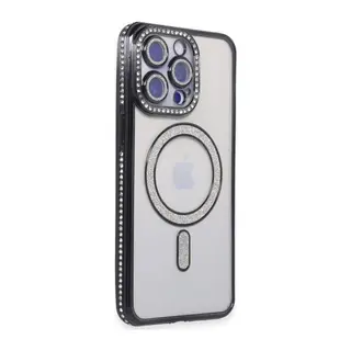 Apple iPhone 15 Pro Kılıf Joke Simli Magneticsafe Kılıf - Siyah