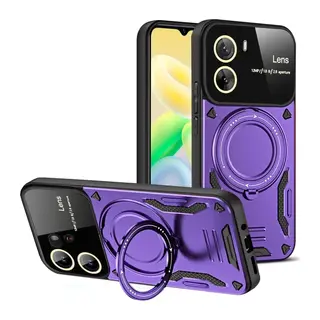 Vivo Y16 Kılıf Joy Lens Standlı Kapak - Mor