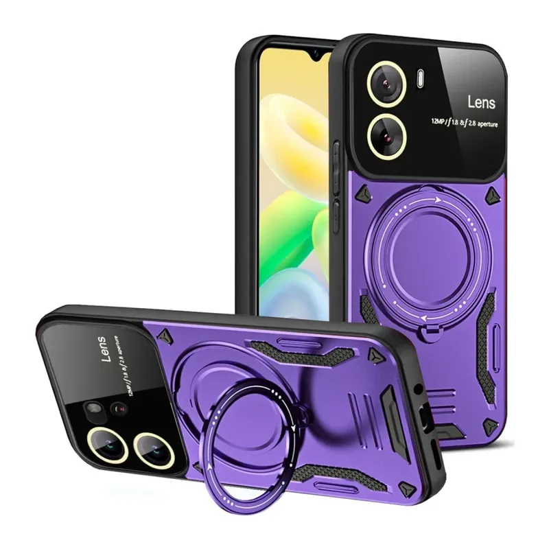 Vivo Y16 Kılıf Joy Lens Standlı Kapak - Mor