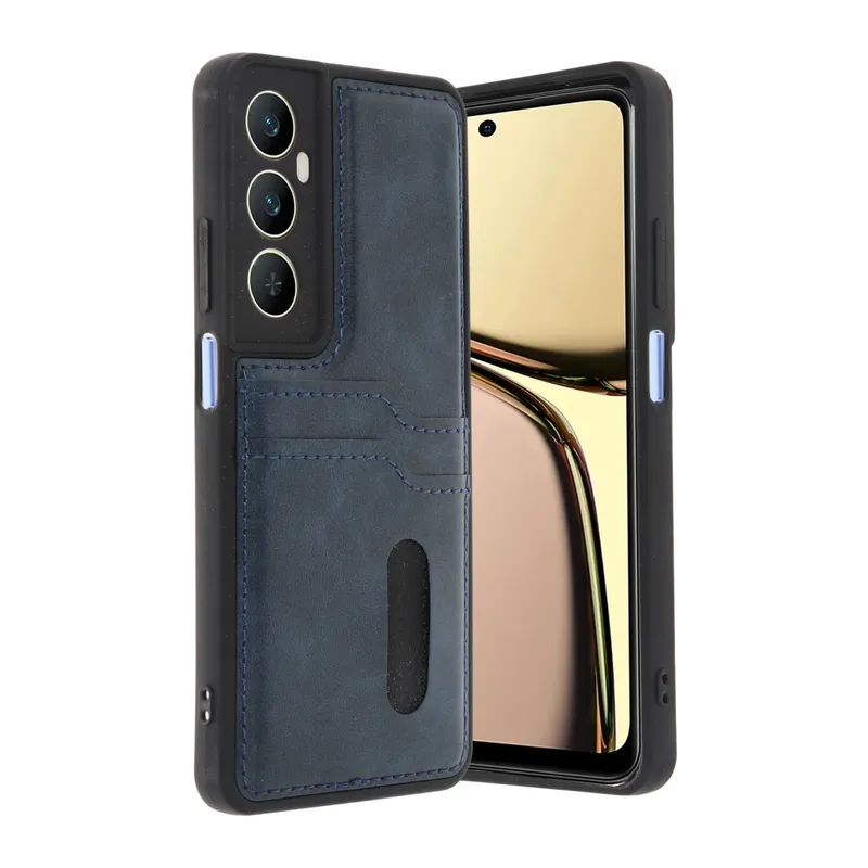 Realme C65 Sara Kartvizitli Deri Kılıf - Lacivert