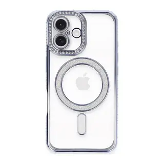 Apple iPhone 16 Plus Kılıf Joke Simli Magneticsafe Kılıf - Mavi