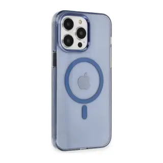 Apple iPhone 14 Pro Max Kılıf Tron Şeffaf Magsafe Kapak - Mavi