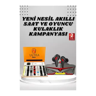 7 Kordonlu Akıllı Saat Ve Oyuncu Kulaklığı Bluetooth Bağlantılı Android ve İOS Uyumlu
