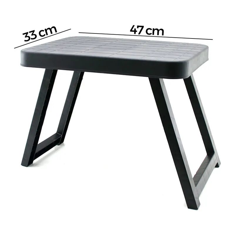 10 Adet Küçük= 47X33CM Kamp - Piknik Masası Siyah Plastik Katlanabilir AYAKLI=38CM